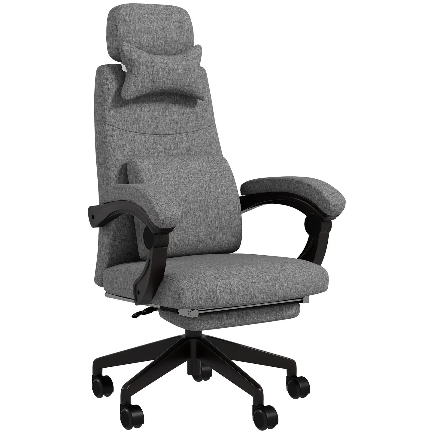 Executive Office Chair w/ Reclining Back and Footrest, Lumbar Support, High Back, Computer Chair, Adjustable, Swivel, Dark Grey | Vinsetto