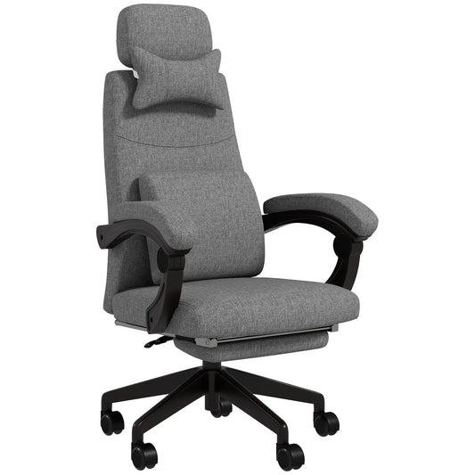 Executive Office Chair w/ Reclining Back and Footrest, Lumbar Support, High Back, Computer Chair, Adjustable, Swivel, Dark Grey | Vinsetto